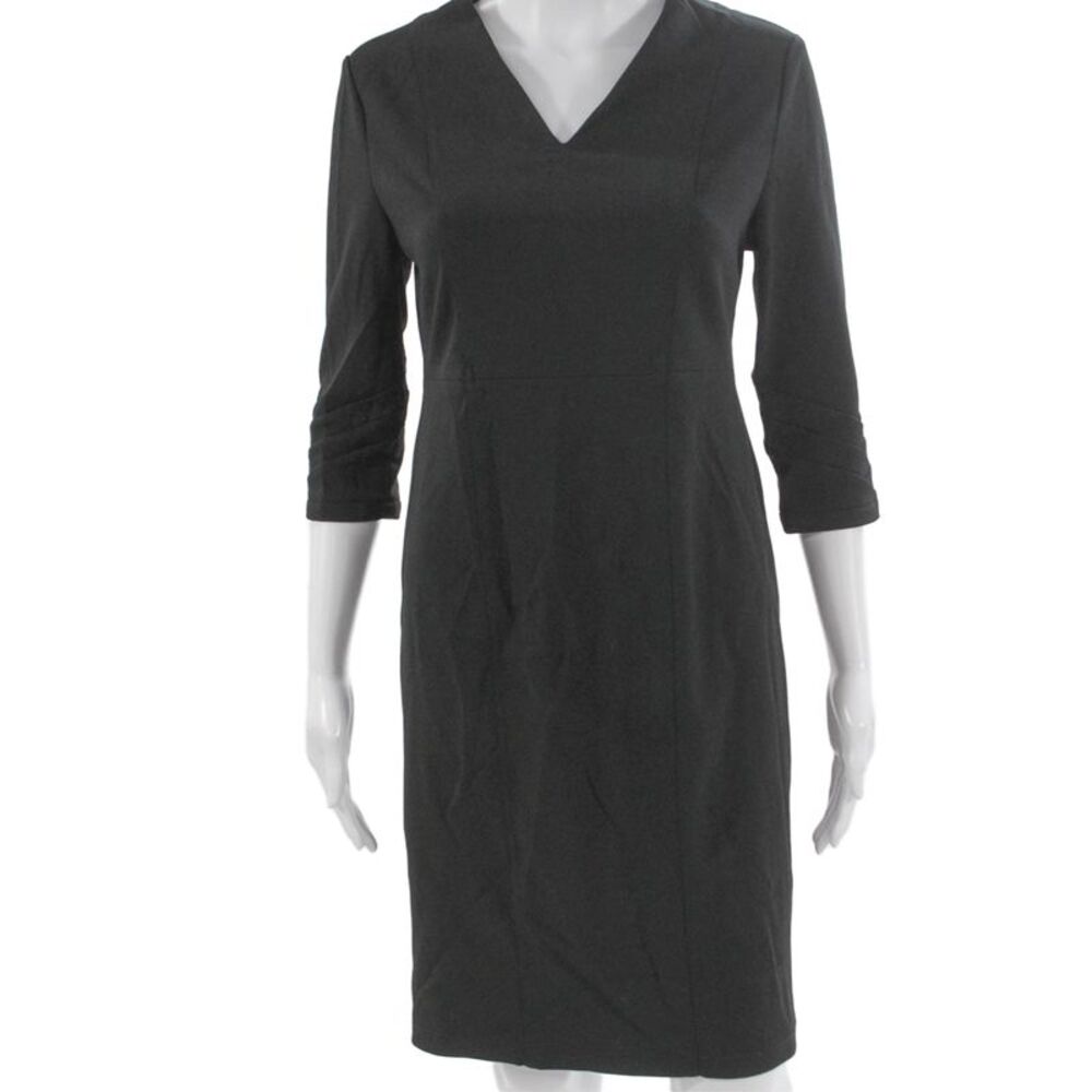 Gravitas Womens Sheath Dress Gray V Neck 3/4 Sleeve Knee Length Size S